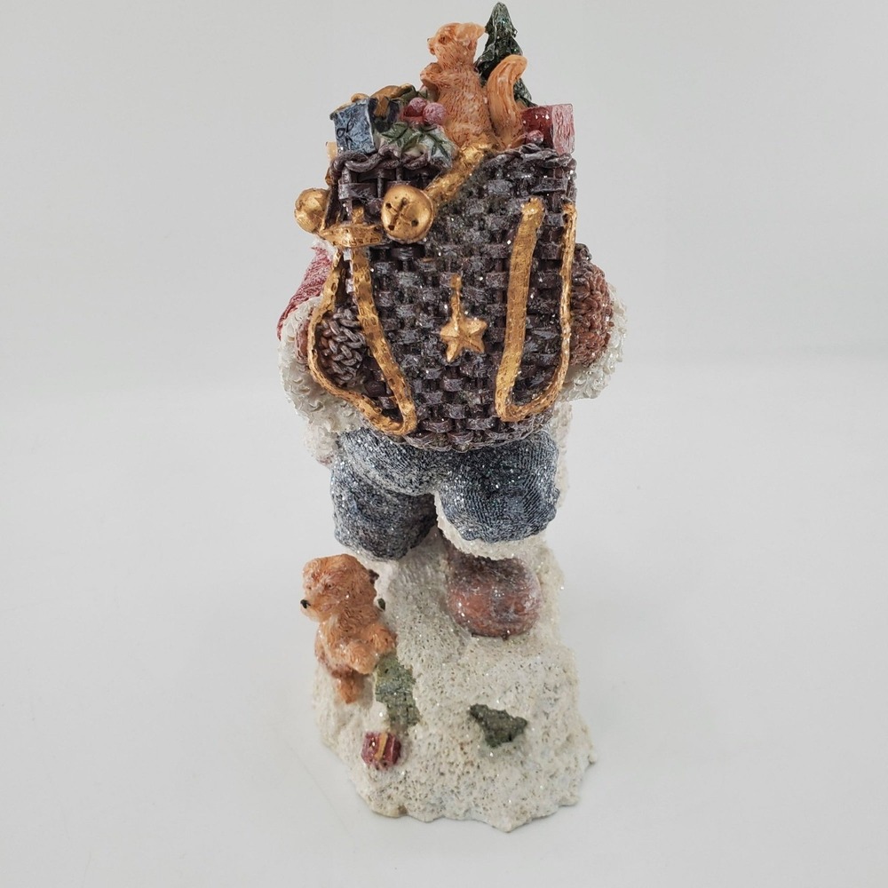 Vintage Santa Claus Figurine With Sack Of Toys Glitter Resin Christmas Decor - Picture 9 of 14